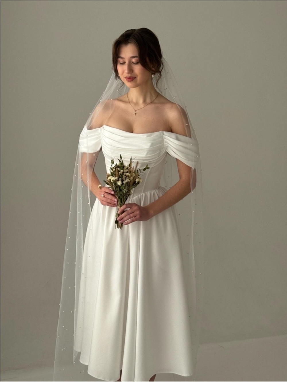 Elegant Off-Shoulder White Midi Dress